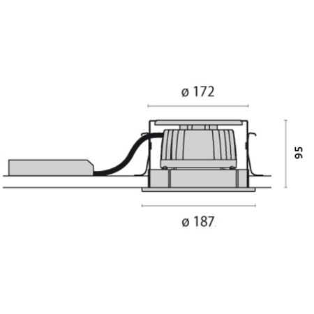 LED Downlight für Deckensegel Skizze